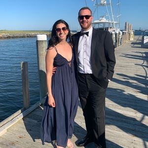Navy blue dress with ties. Absolutely stunning from Lulu’s size Medium.